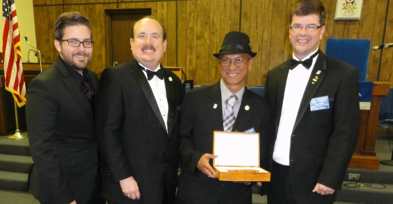 Brother York presents the gavel set to the Brethren.