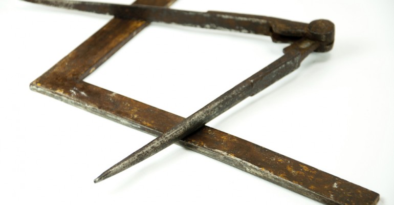 Antique Square and Compass on a white background